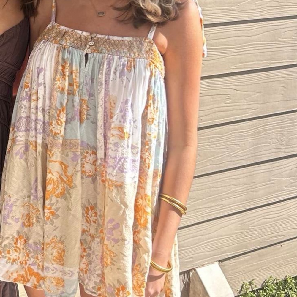 Free People Floral Mini Dress - Orange and White